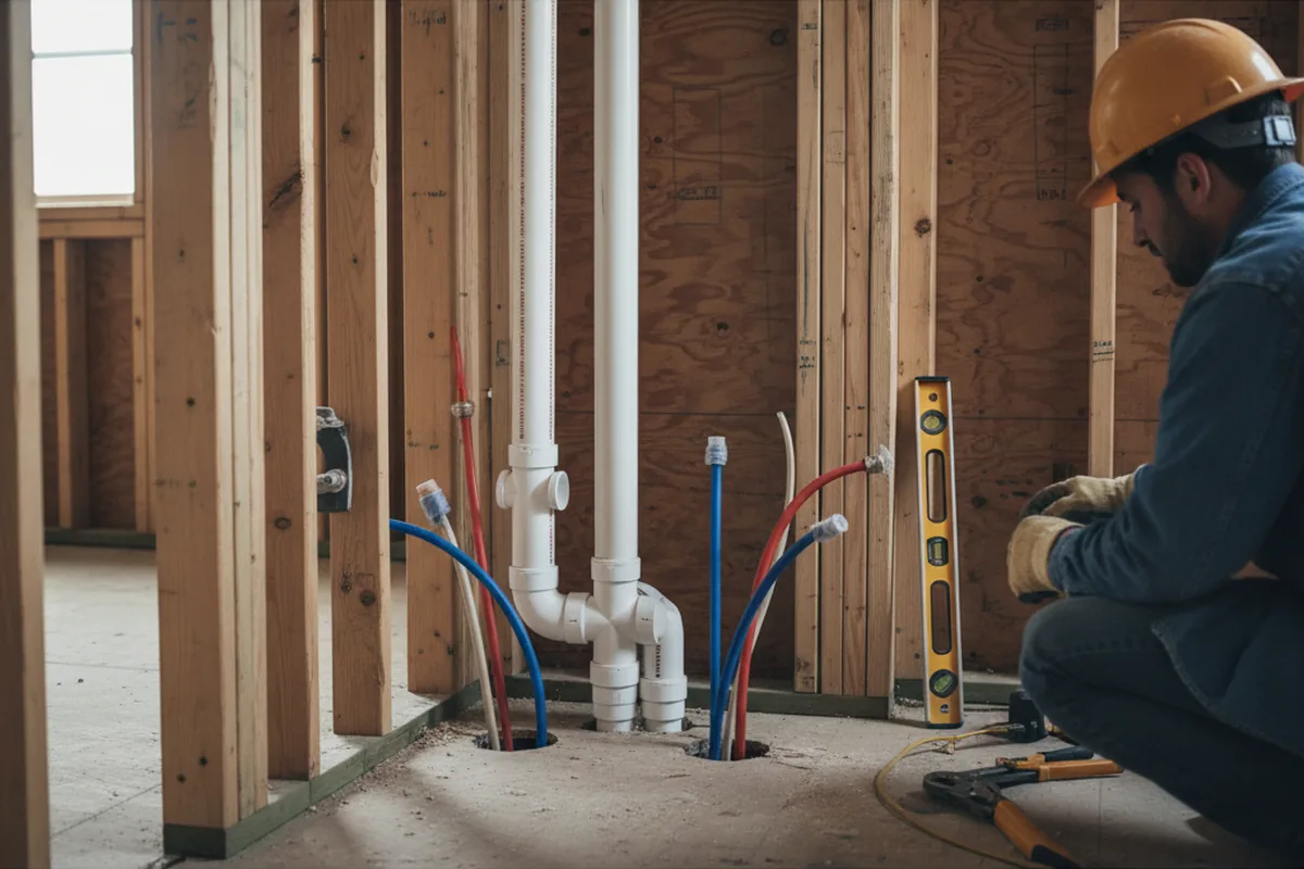 Drain and supply rough-in during Leak Detection in Joppa