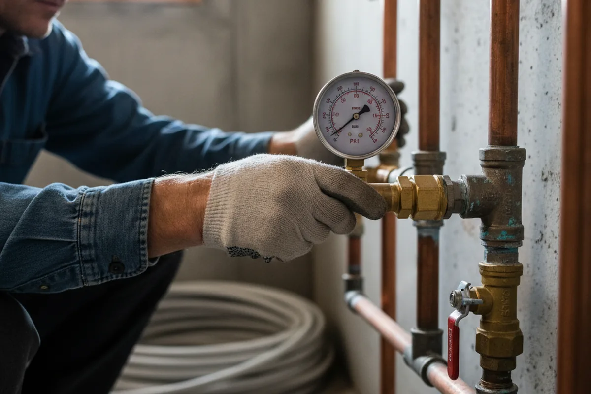 Pressure testing a repaired line during Water Line Repair in Joppa